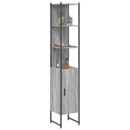 Berkfield Home Sturdy Bathroom Cabinet Grey Sonoma 33x33x185.5 cm Engineered Wood - thumbnail 2