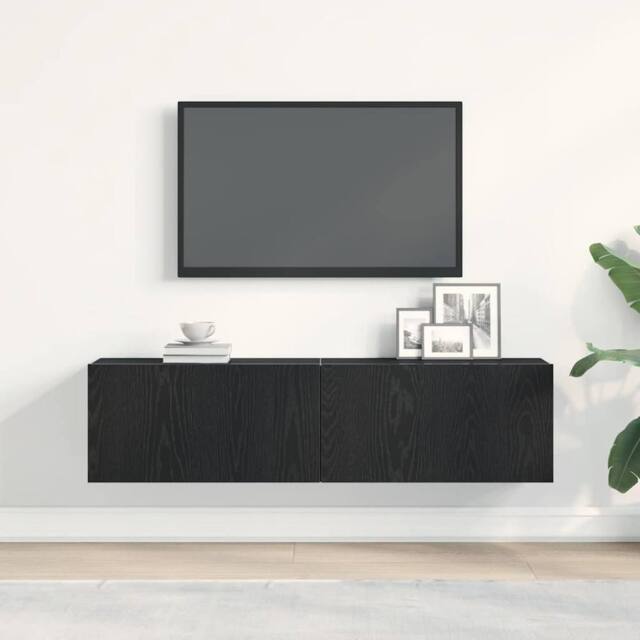 Berkfield Home TV Cabinet Black Oak 120x30x30.5 cm Engineered Wood - image 1