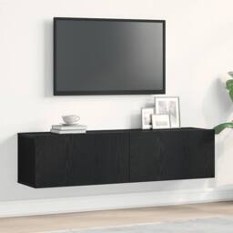 Berkfield Home TV Cabinet Black Oak 120x30x30.5 cm Engineered Wood - thumbnail 2