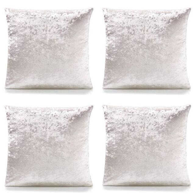 Luxury Living Crushed Velvet Cushions Set of 4 With Fibre Filled Pads in Cream - Size: 45 cm x 45 cm - image 1