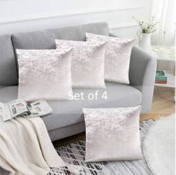 Luxury Living Crushed Velvet Cushions Set of 4 With Fibre Filled Pads in Cream - Size: 45 cm x 45 cm - thumbnail 6