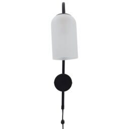 First Choice Lighting Victoria - Black Plug in Wall Light with Frosted Glass Shade - thumbnail 2