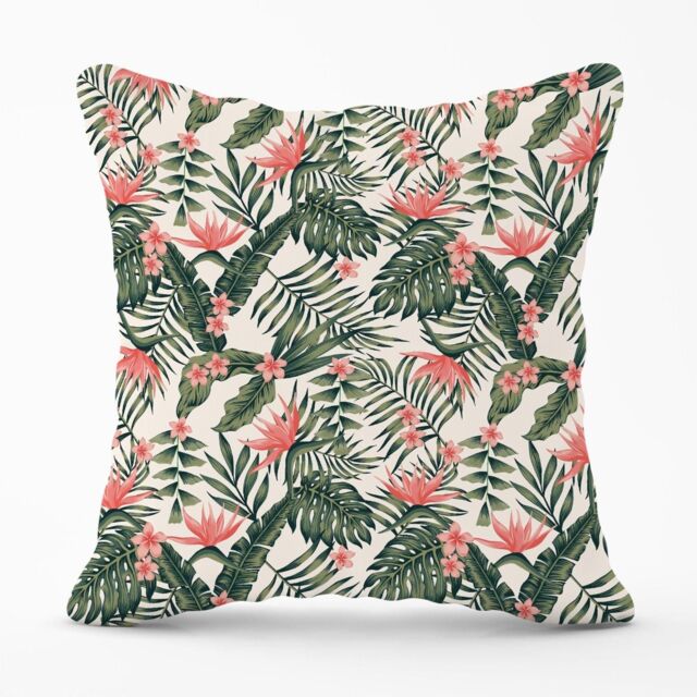 Warren Reed - Designer Dark Tropical Green Leaves Outdoor Cushion - Size: 45 cm x 45 cm - image 1