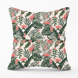 Warren Reed - Designer Dark Tropical Green Leaves Outdoor Cushion - Size: 45 cm x 45 cm - thumbnail 1