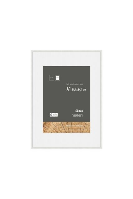 nielsen Skava A1 Wooden Picture Frame With A2 Mount & Glass Front in White - image 1