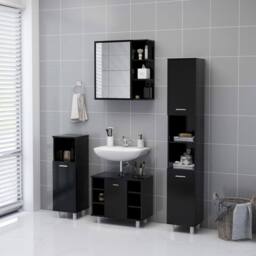 Berkfield Home Bathroom Mirror Cabinet Black 62.5x20.5x64 cm Engineered Wood - thumbnail 5