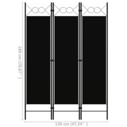 Berkfield Home 3-Panel Room Divider Black 120x180 cm - thumbnail 6