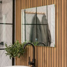 ValueLights Mirror IP44 Bathroom Demister Touch Control LED Strip 50 x 70cm Mirror Light in Silver - Size: 50 x 70 cm - thumbnail 1