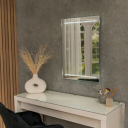 ValueLights Mirror IP44 Bathroom Demister Touch Control LED Strip 50 x 70cm Mirror Light in Silver - Size: 50 x 70 cm - thumbnail 3