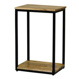 Jaipur Furniture Ltd Ravi 4 Side Mini Side Table - Mango Wood/Iron - L31 x W41 x H61 cm - Mango Light Finish in Brown - thumbnail 1