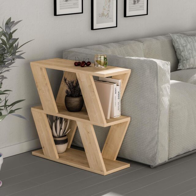 Decortie 'Lazena' Modern 3-Tier Side Coffee Table 55.4cm - Storage End Table in Natural - Size: 1 Pack - image 1