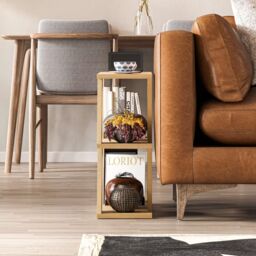 Decortie 'Lazena' Modern 3-Tier Side Coffee Table 55.4cm - Storage End Table in Natural - Size: 1 Pack - thumbnail 3