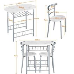 KORVIXA Dining Room Table Set 3 Piece Breakfast Bar Table Set in Silver - Size: 100 cm x 100 cm - thumbnail 2