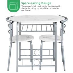 KORVIXA Dining Room Table Set 3 Piece Breakfast Bar Table Set in Silver - Size: 100 cm x 100 cm - thumbnail 4