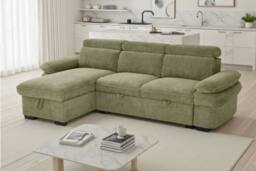Stratus Interiors Hudson Universal Corner Sofa Bed with Storage - Green