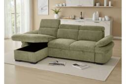 Stratus Interiors Hudson Universal Corner Sofa Bed with Storage - Green - thumbnail 2