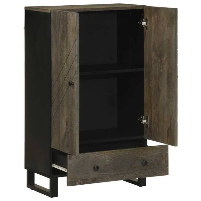 Berkfield Home Highboard Black 60x33x100 cm Solid Wood Mango - Size: 60 x 33 x 100 cm - image 1