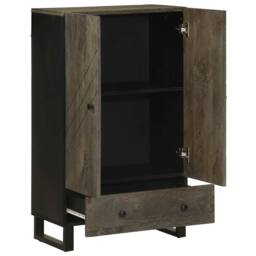 Berkfield Home Highboard Black 60x33x100 cm Solid Wood Mango - Size: 60 x 33 x 100 cm - thumbnail 1
