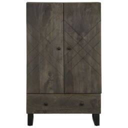 Berkfield Home Highboard Black 60x33x100 cm Solid Wood Mango - Size: 60 x 33 x 100 cm - thumbnail 3