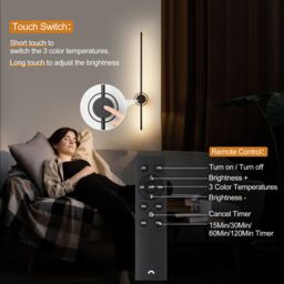 Harper Living Battery Operated Wall Light, USB Rechargeable Wall Lamp with Remote & Touch Control in Black - thumbnail 6