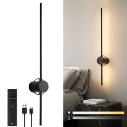 Harper Living Battery Operated Wall Light, USB Rechargeable Wall Lamp with Remote & Touch Control in Black - thumbnail 1