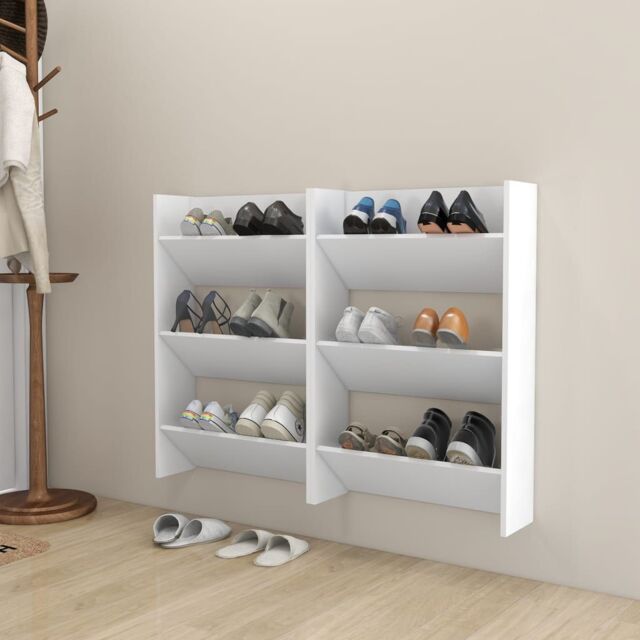 Berkfield Home Wall Shoe Cabinets 2 pcs White 60x18x90 cm Engineered Wood - Size: 60 x 18 x 90 cm - image 1