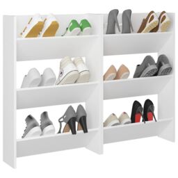Berkfield Home Wall Shoe Cabinets 2 pcs White 60x18x90 cm Engineered Wood - Size: 60 x 18 x 90 cm - thumbnail 3