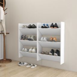 Berkfield Home Wall Shoe Cabinets 2 pcs White 60x18x90 cm Engineered Wood - Size: 60 x 18 x 90 cm - thumbnail 1