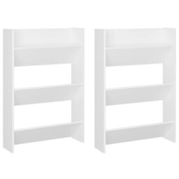 Berkfield Home Wall Shoe Cabinets 2 pcs White 60x18x90 cm Engineered Wood - Size: 60 x 18 x 90 cm - thumbnail 2