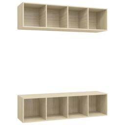 Berkfield Home Wall-mounted TV Cabinets 2 pcs Sonoma Oak Engineered Wood in Brown - thumbnail 2