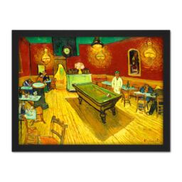 "Artery8 Wall Art Print Van Gogh Night Cafe Large Framed Wall Décor Art in Brown - Size: W18"" x H24""" - thumbnail 1