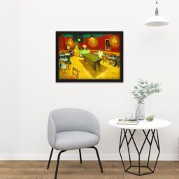 "Artery8 Wall Art Print Van Gogh Night Cafe Large Framed Wall Décor Art in Brown - Size: W18"" x H24""" - thumbnail 2