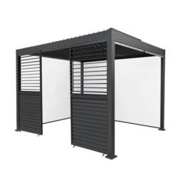 Monstershop Anthracite Aluminium Pergola With White Blinds & 2 Shutter Panels - 3m in Grey - thumbnail 1