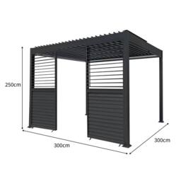 Monstershop Anthracite Aluminium Pergola With White Blinds & 2 Shutter Panels - 3m in Grey - thumbnail 5