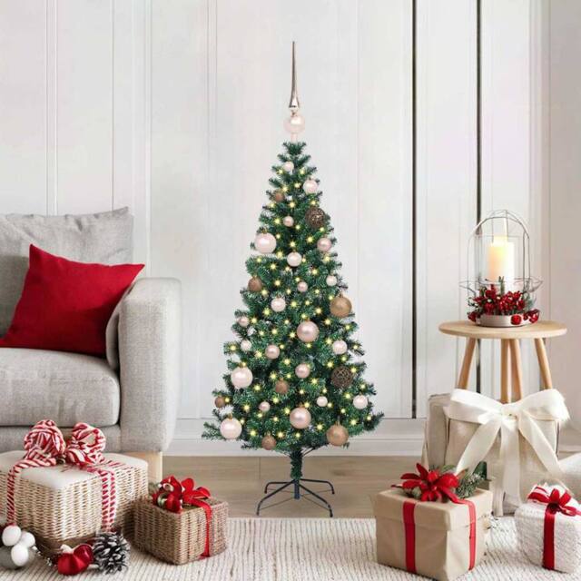 Berkfield Home Artificial Pre-lit Christmas Tree Green 120 cm PVC & Metal - image 1