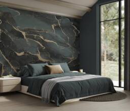 Superfresco Easy Marble Teal Gold Print To Order 3m x 2.8m Mural in Blue - thumbnail 6