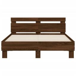 Berkfield Home Durable Bed Frame with LED without Mattress Brown Oak 120x190 cm - Size: Small Double - thumbnail 7