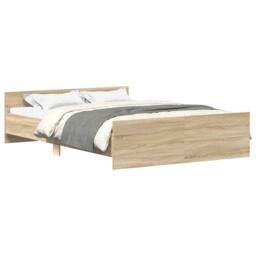 Berkfield Home Bed Frame with Headboard & Footboard Sonoma Oak 140x190 cm in Light Tan