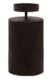 Orsina Large Candle Holder, Lightweight Candle Stick Holder, Carved Candle Stand Holder, Versatile Candle Base in Black