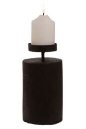 Orsina Large Candle Holder, Lightweight Candle Stick Holder, Carved Candle Stand Holder, Versatile Candle Base in Black - thumbnail 2