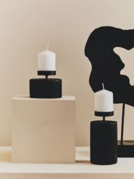 Orsina Large Candle Holder, Lightweight Candle Stick Holder, Carved Candle Stand Holder, Versatile Candle Base in Black - thumbnail 4