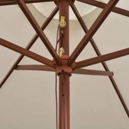 Berkfield Home Parasol 270x270 cm Wooden Pole Cream White - thumbnail 5