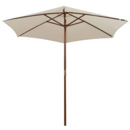 Berkfield Home Parasol 270x270 cm Wooden Pole Cream White - thumbnail 2
