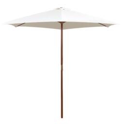 Berkfield Home Parasol 270x270 cm Wooden Pole Cream White - thumbnail 1