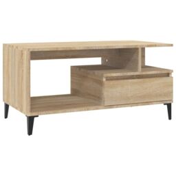 Berkfield Home Coffee Table Sonoma Oak 90x49x45 cm Engineered Wood in Brown - Size: 90 x 49 x 45 cm - thumbnail 2