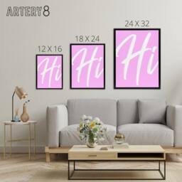 "Artery8 Large Hi Word Pink White Brush Stroke Design Framed Canvas Wall Art - Size: W12"" x H16""" - thumbnail 4