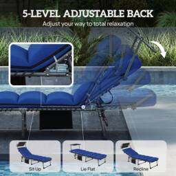 OUTSUNNY Folding Sun Lounger, Sunbed with Canopy in Dark Blue - thumbnail 5