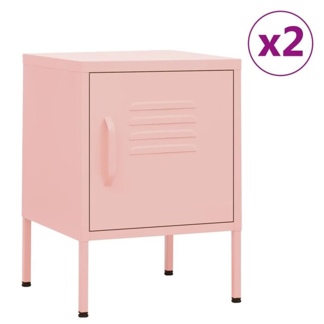 Berkfield Home Nightstands 2 pcs Pink 35x35x51 cm Steel - Size: 35 x 35 x 51 cm - image 1