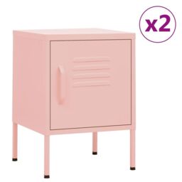 Berkfield Home Nightstands 2 pcs Pink 35x35x51 cm Steel - Size: 35 x 35 x 51 cm - thumbnail 1