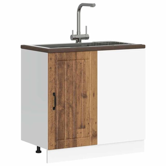 Berkfield Home Sink Base Cabinet Lucca Old Wood Engineered Wood in Brown - image 1